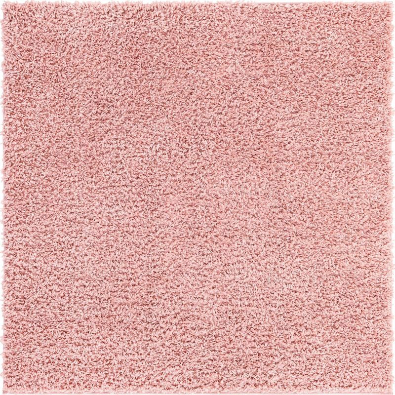 Davos Shag 8' Square Dusty Rose Synthetic Area Rug