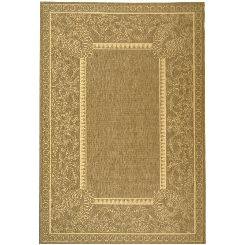 Rectangular Brown/Natural Stain-Resistant Synthetic 5' x 7' Rug