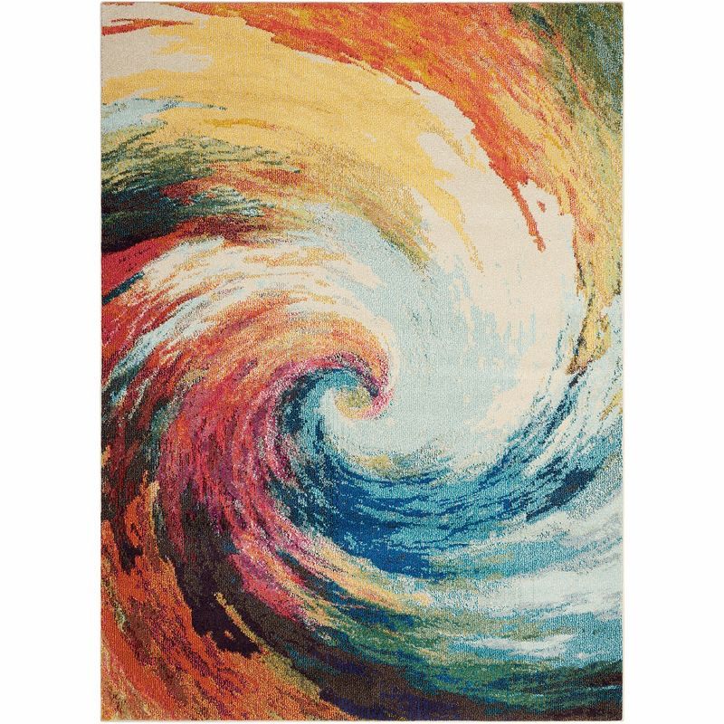 Cosmic Radiance Abstract Red 5' x 7' Synthetic Area Rug