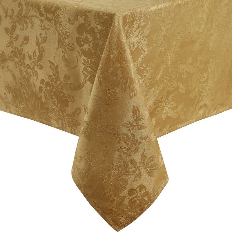 Gold Jacquard Square Holiday Tablecloth, 52" x 52"