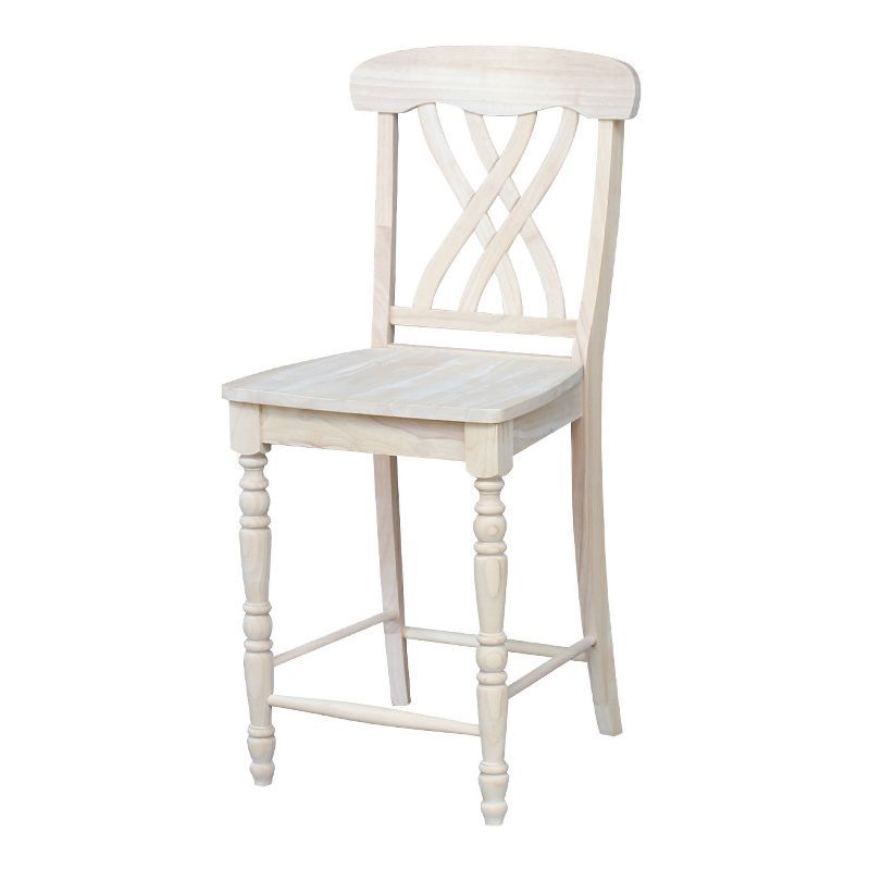 24" Unfinished Parawood Lattice Counter Height Barstool