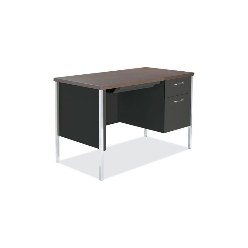 Mocha and Black Wood Desk with Filing Cabinet and Drawer