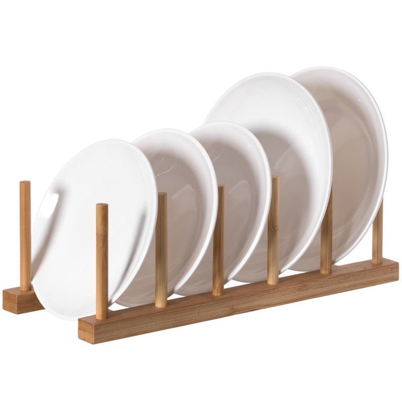 Bamboo Wooden 5-Grid Dish Drainer Rack