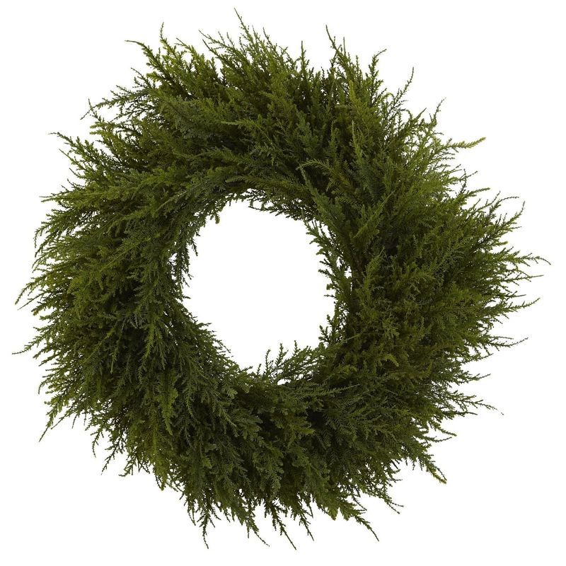 Nearly Natural 24" Green Cedar Christmas Wreath