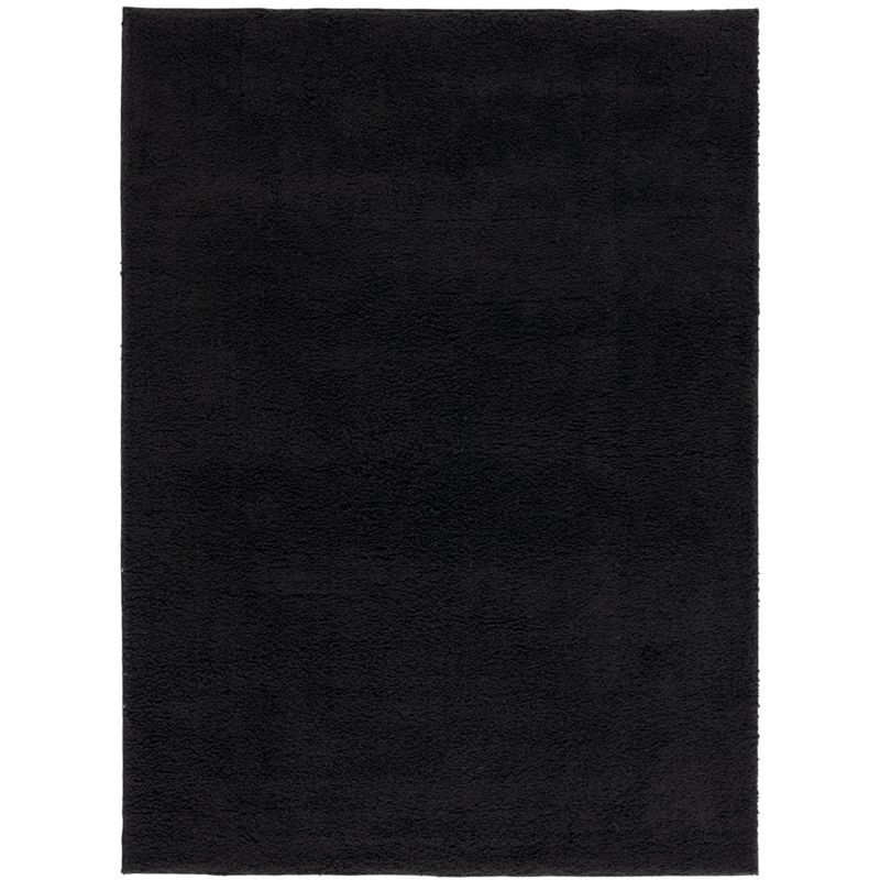 Black Hand-Tufted Synthetic Shag Area Rug, 4' x 6'