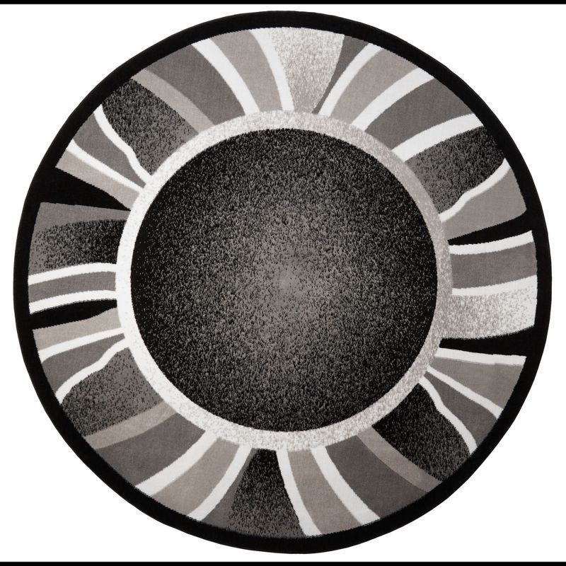 Premium Black and Gray Round Synthetic Area Rug