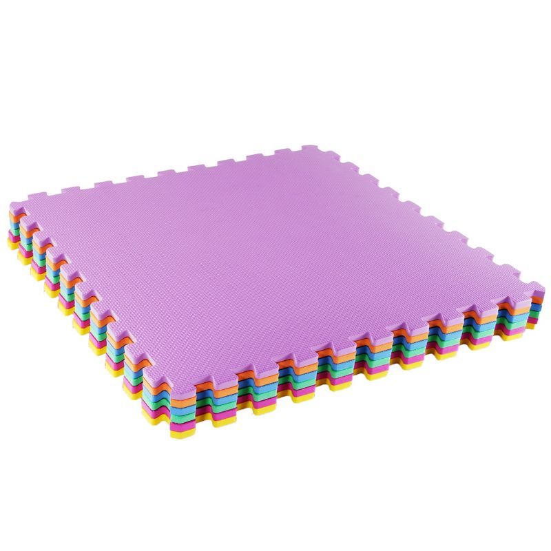 Multicolor EVA Foam Interlocking Exercise Mat Tiles, 24 Sq Ft