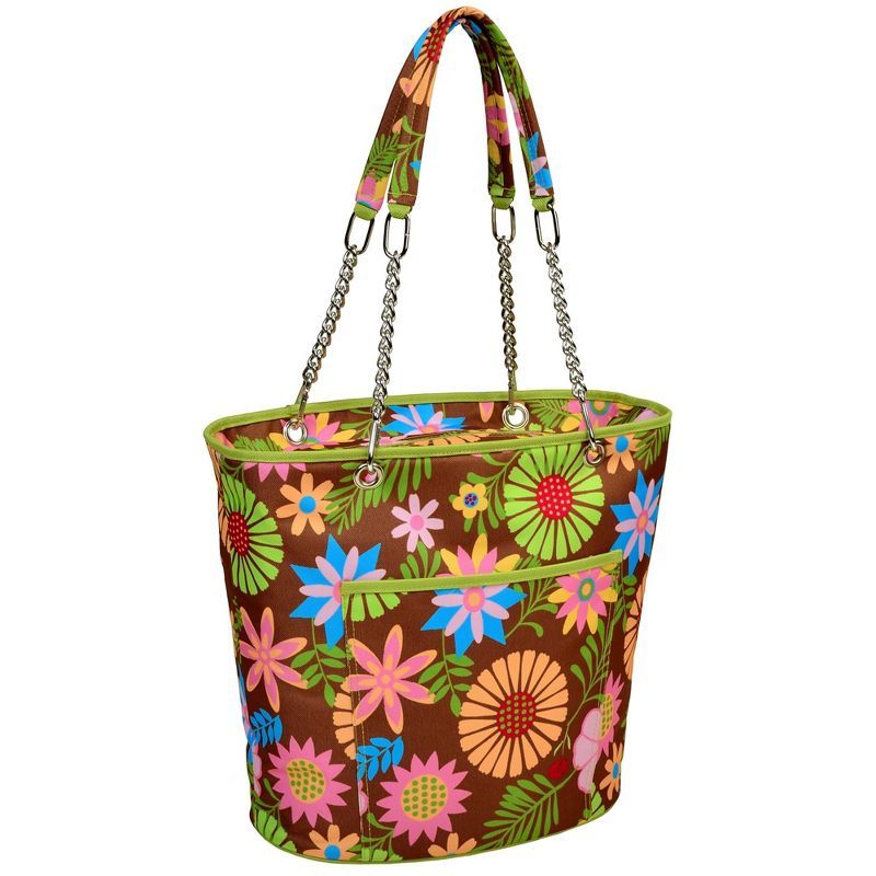 Floral Insulated Cooler Tote with Chain Handles