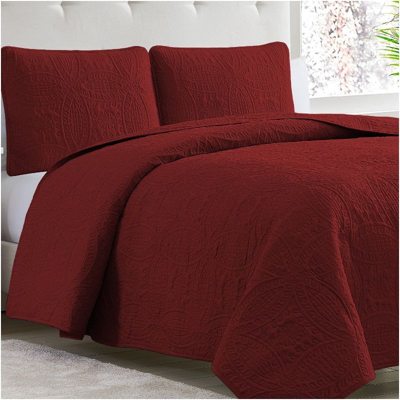 Burgundy Twin Microfiber Reversible Kids Coverlet Set