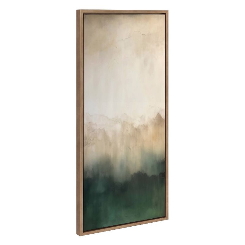 Green Mountain Abstract II Framed Canvas Wall Art, 18x40 Gold