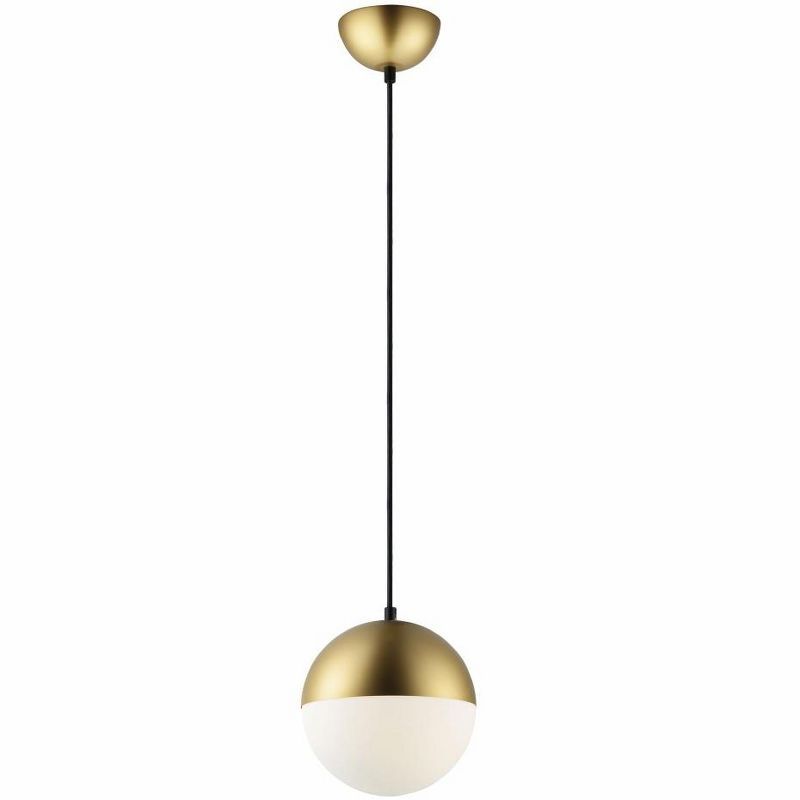 Metallic Gold and Satin White Glass LED Mini Pendant Light