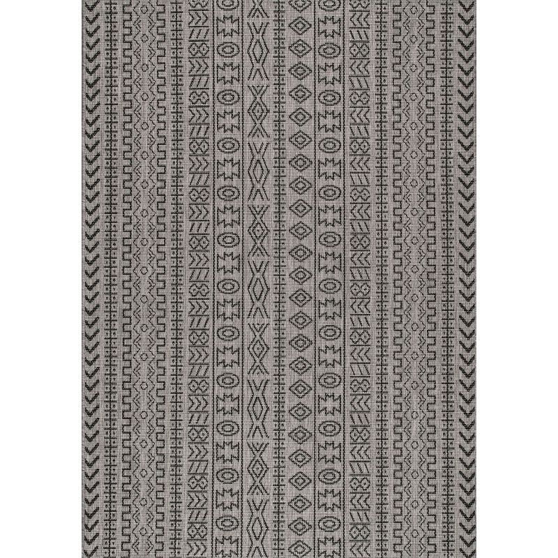 Gray Reversible Synthetic Rectangular Indoor/Outdoor Area Rug, 6' 3" x 9' 2"