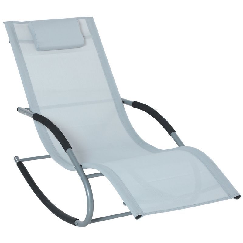 Grey Steel Frame Zero Gravity Outdoor Rocking Chaise Lounge