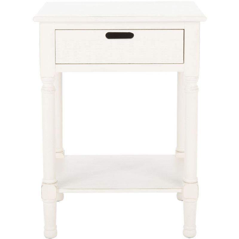 Landers Farmhouse Chic Distressed White 1-Drawer Accent Table