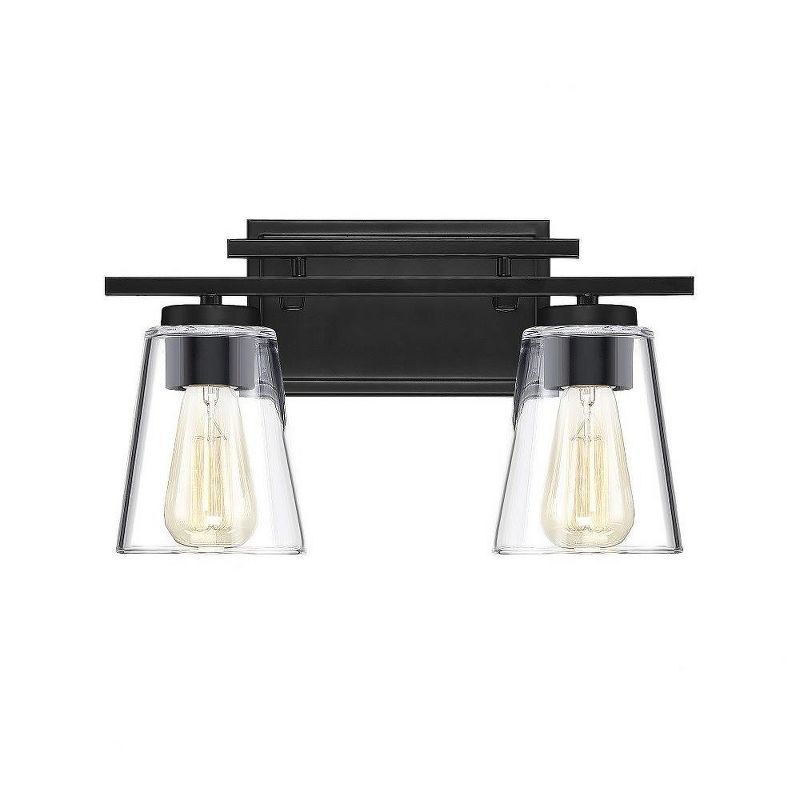 Calhoun Black 2-Light Bathroom Vanity Fixture with Clear Glass Shades