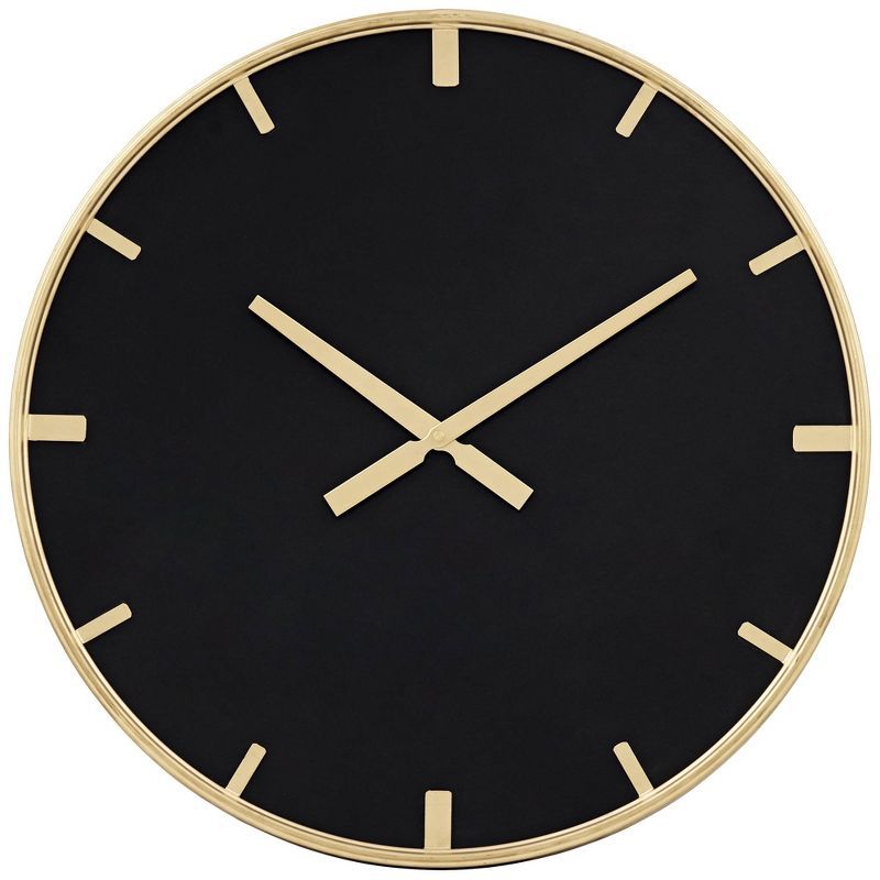 Canterbury 23.5" Gold and Glossy Black Round Wall Clock