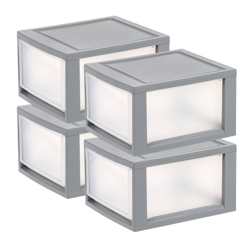 14 Quart Clear Stackable Plastic Storage Drawers, Set of 4