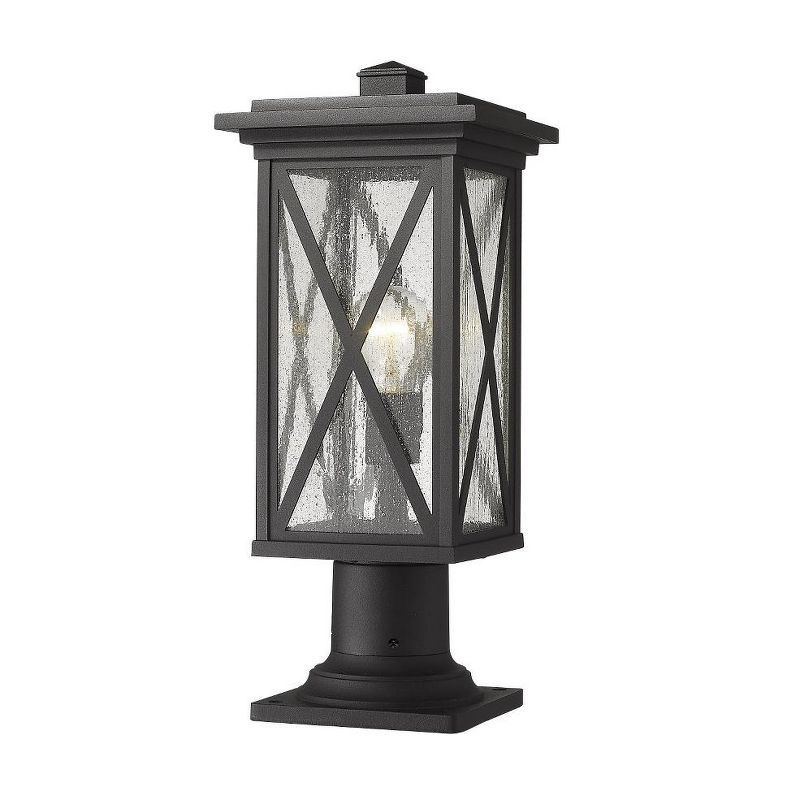 Brookside Black Aluminum and Glass Outdoor Lantern