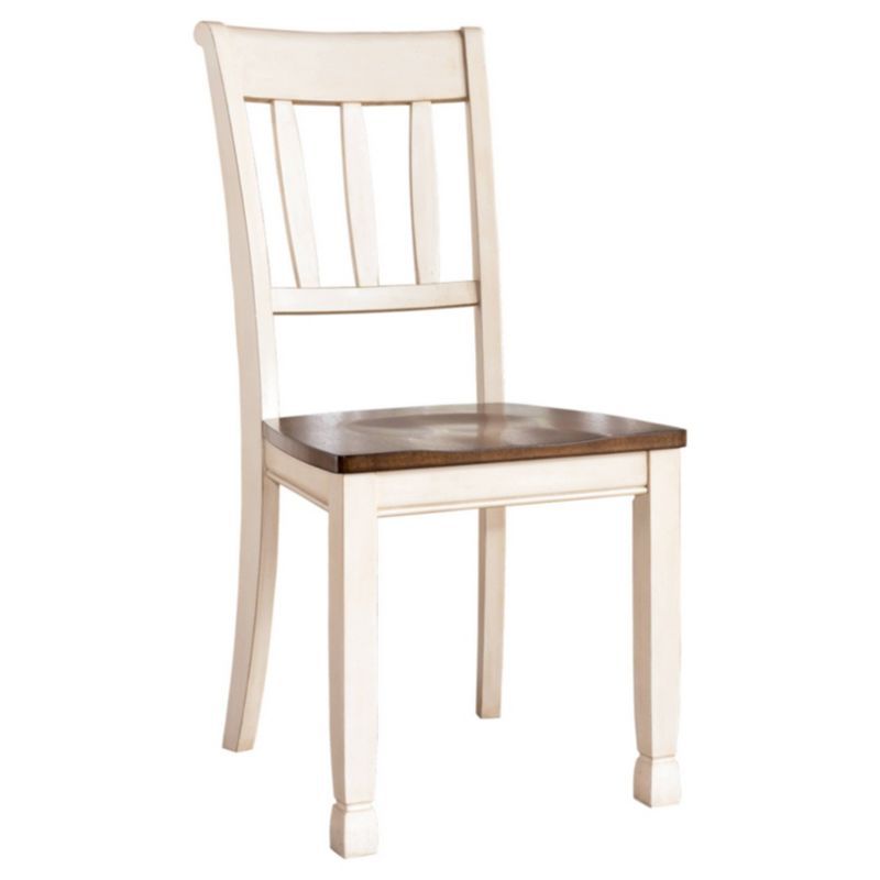 Cottage Charm Two-Tone Wooden Side Chair with Slat Back Design