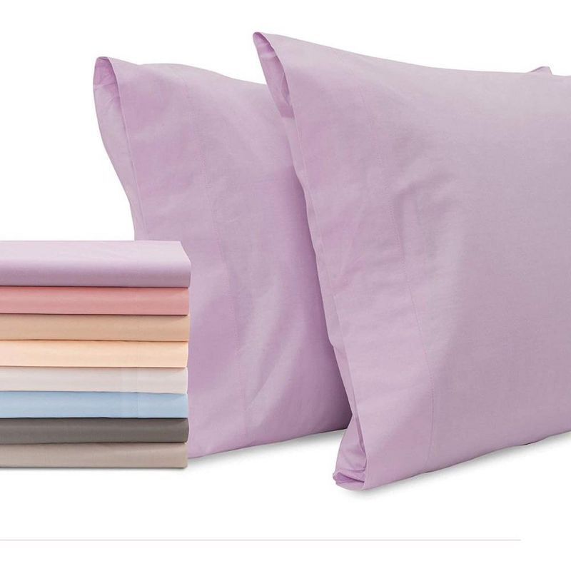 Lavender Cotton Queen Pillowcases with Open Enclosure - 2 Pack