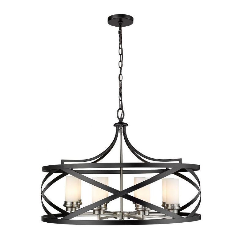 Malcalester 30" Matte Black and Brushed Nickel 8-Light Chandelier