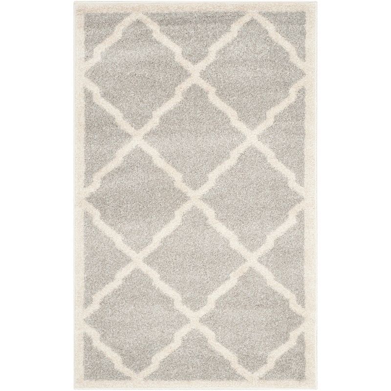 Light Grey and Beige Cotton Synthetic Stain-Resistant Area Rug 2'6" x 4'