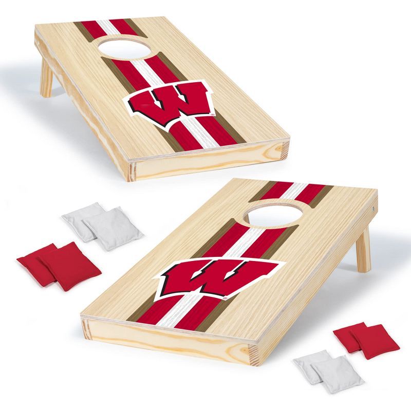 Wisconsin Badgers 1'x2' Natural Wood Cornhole Set with Bean Bags