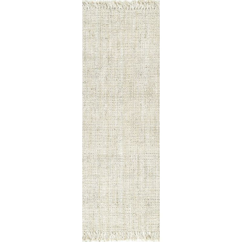 Handwoven Off-White Chunky Jute 2' 6" x 6' Runner Rug