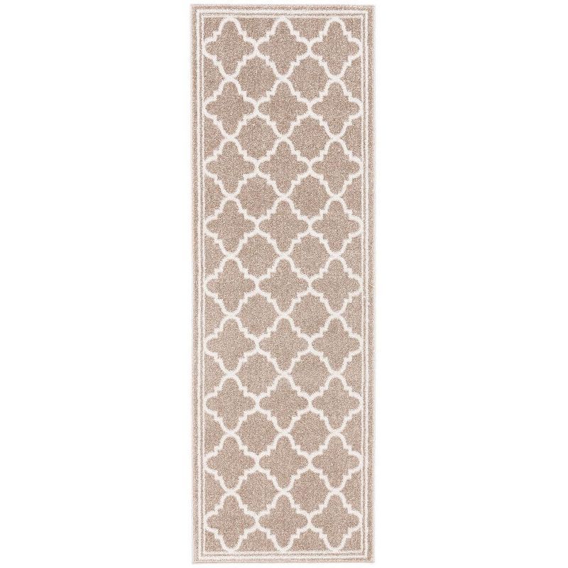 Wheat and Beige Geometric Synthetic Area Rug