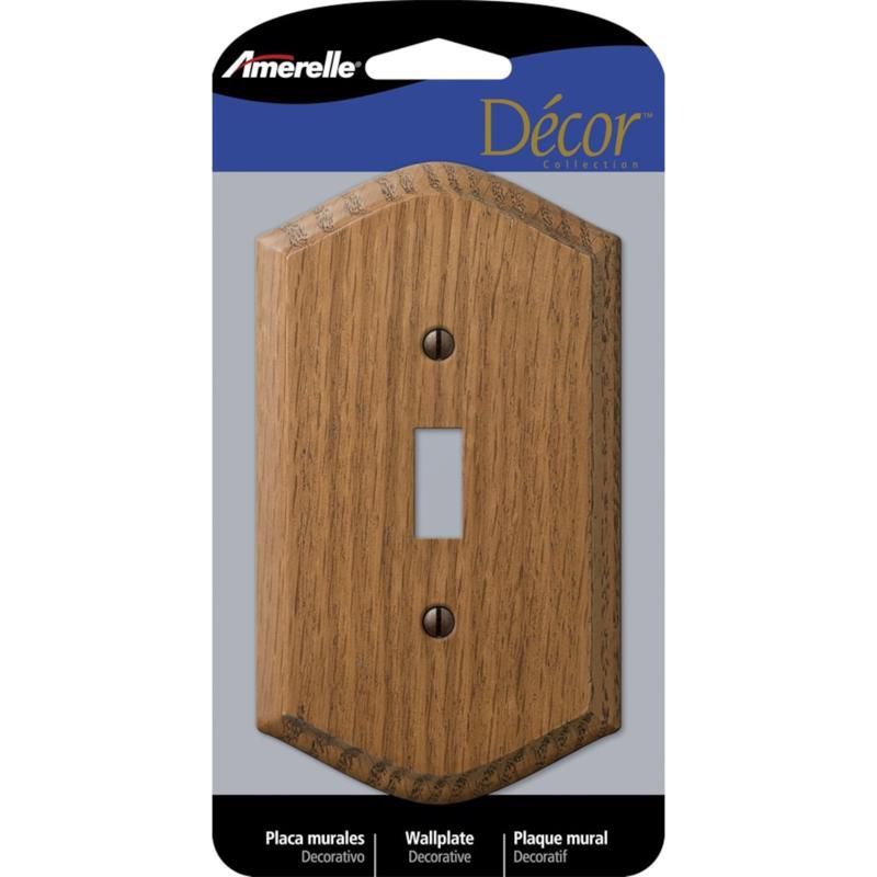 Amerelle Medium Oak 1-Gang Wood Toggle Wall Plate