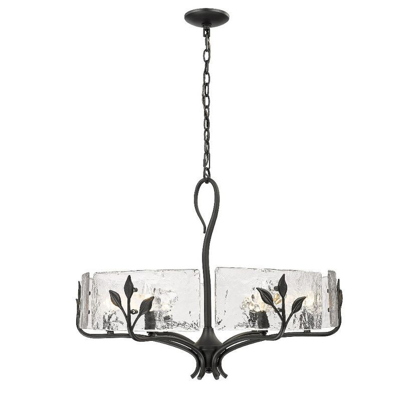 Calla Black Steel Drum Chandelier with Hammered Glass