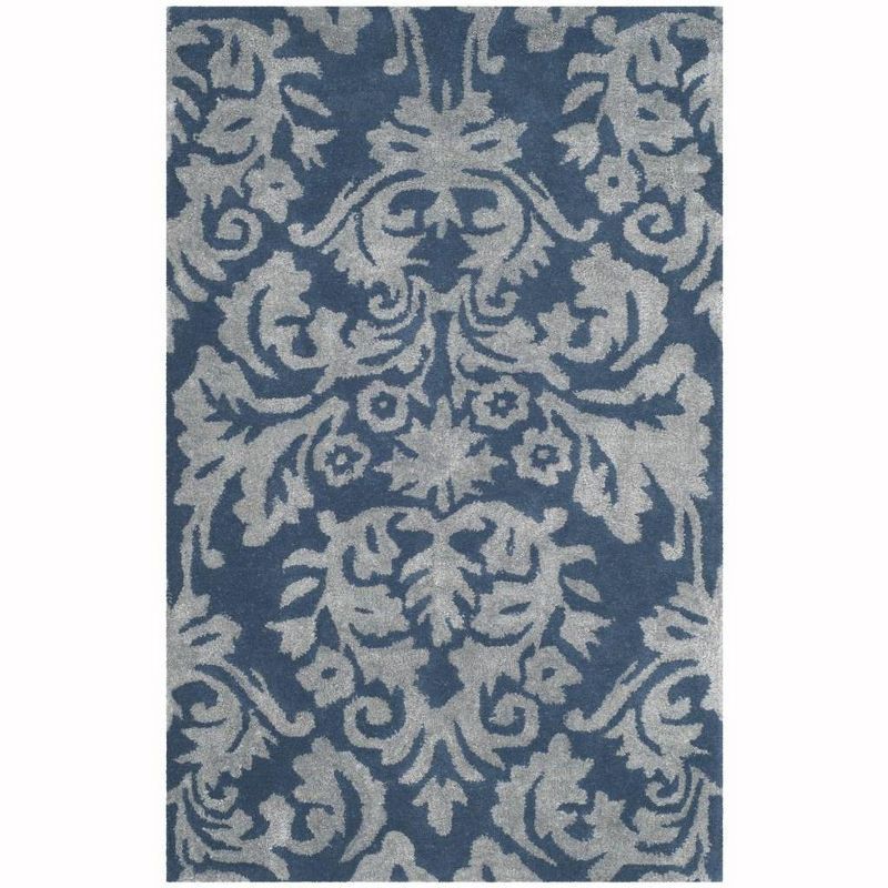 Bella Navy and Gray Hand-Tufted Wool Area Rug