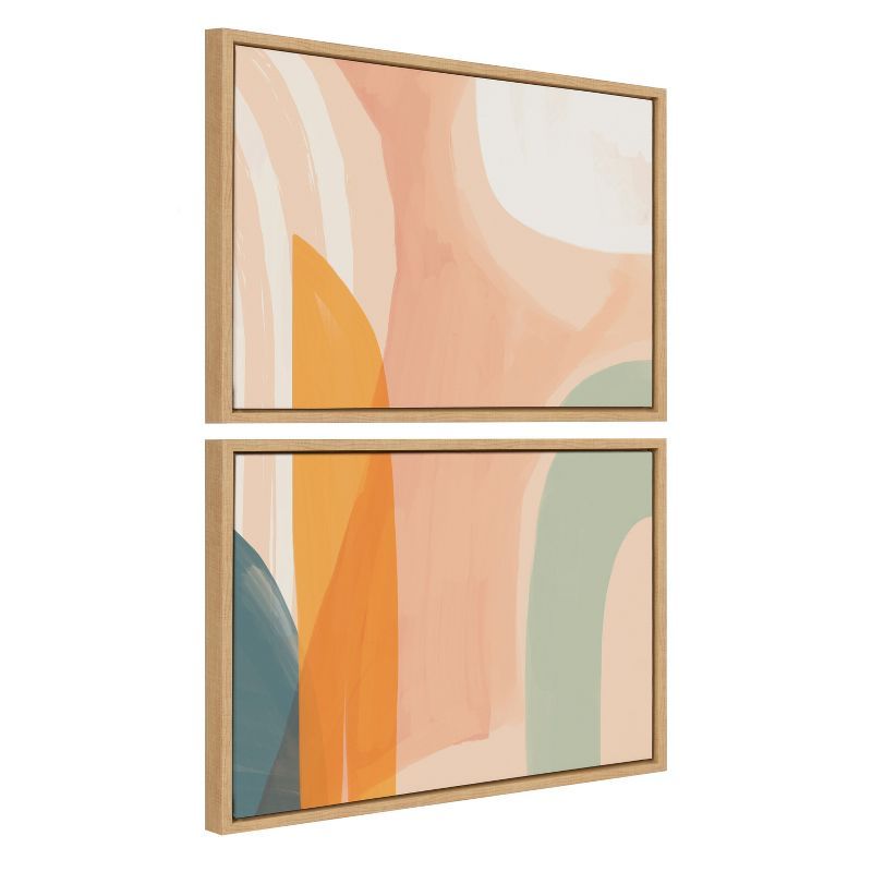 Sunrise Over Marrakesh Abstract Canvas Art Set in Natural Frame