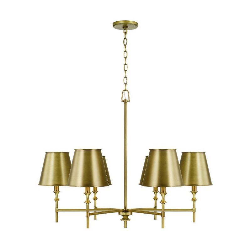 Whitney Aged Brass 6-Light Candle Chandelier