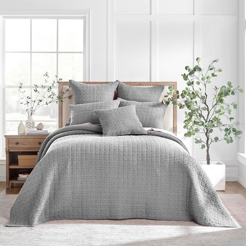 Gray Twin Reversible Microfiber Bedspread Set