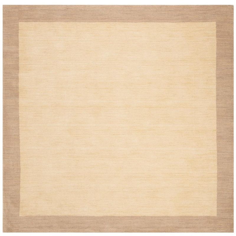 Ivory and Beige Handmade Wool Square Area Rug