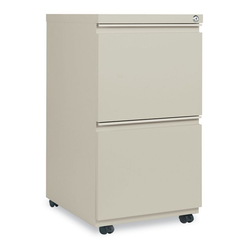 Putty Beige Mobile Metal Pedestal File Cabinet with 2 Lockable Drawers