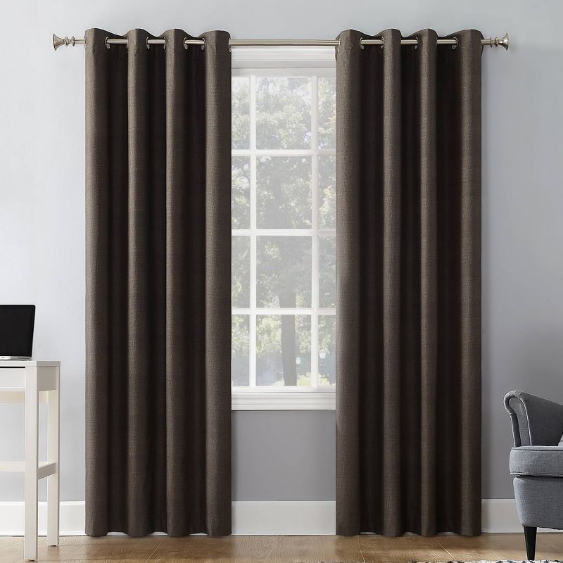 Walnut Brown Extra Long Blackout Grommet Drapes