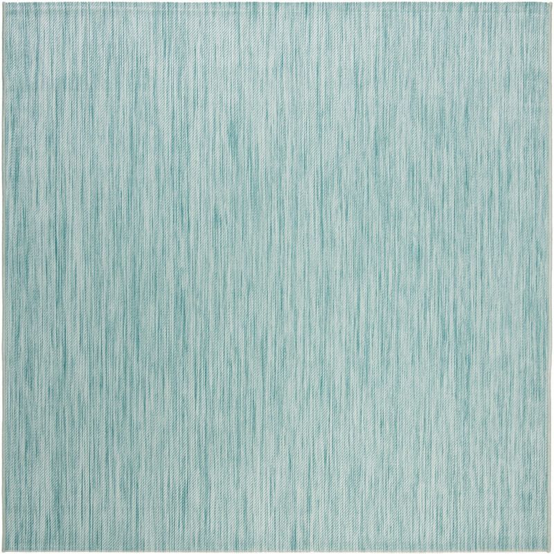 Aqua Blue Square Synthetic Reversible Area Rug