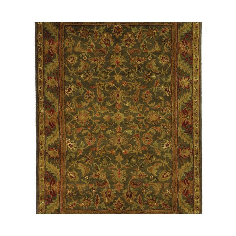 Handmade Green and Gold Tufted Wool Area Rug