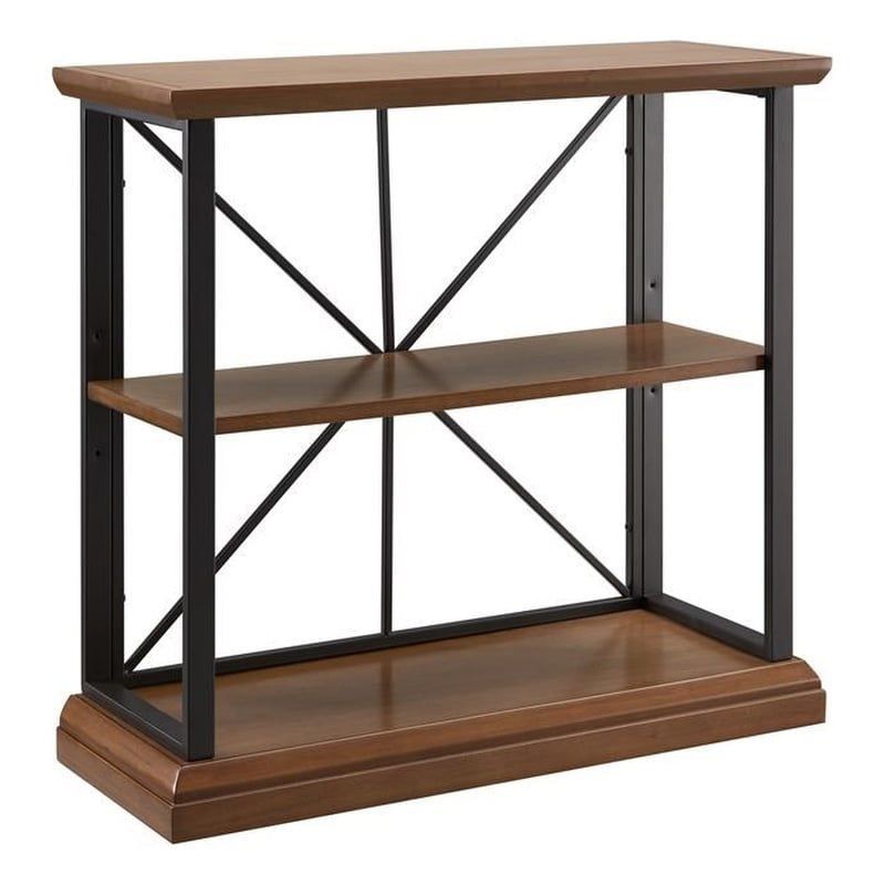 Espresso Adjustable Wood and Metal Bookshelf, 30"