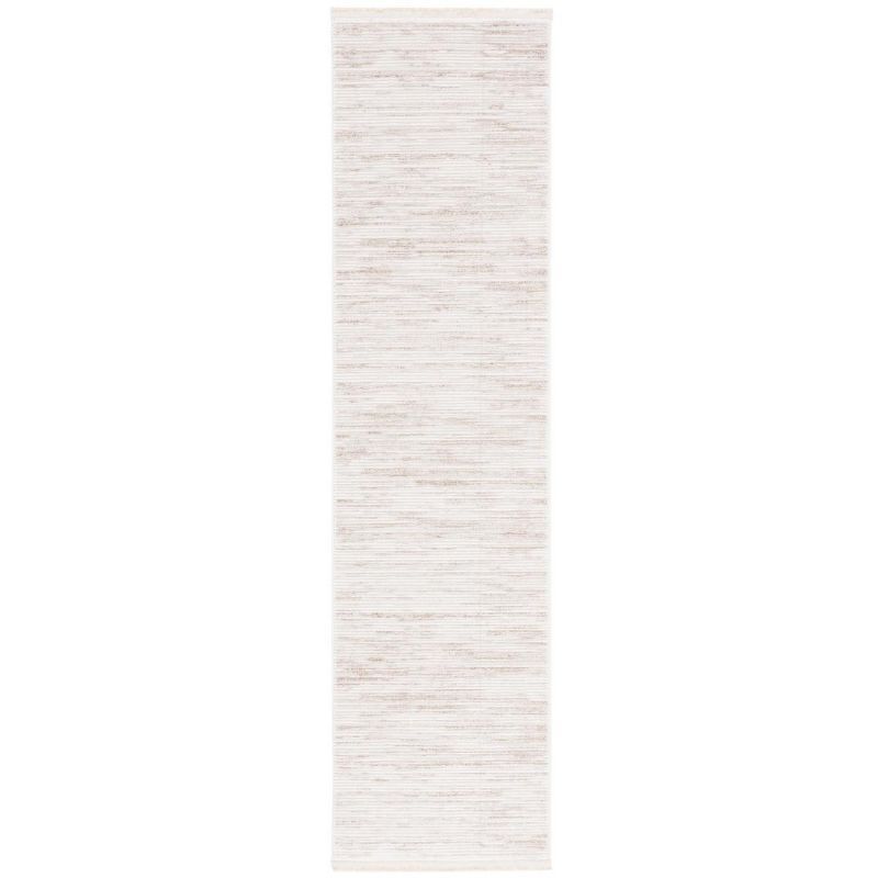 Ivory and Beige Synthetic Cotton Runner Rug, 2'2" x 8'
