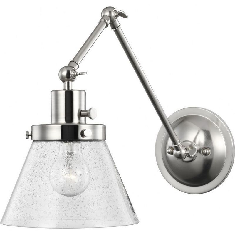 Brushed Nickel Swing Arm Wall Light with Seeded Glass Shade