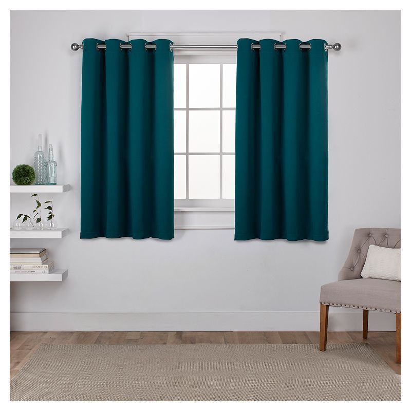 Sapphire Teal Blackout Grommet Top Curtain Panels, 52"x96", Set of 2