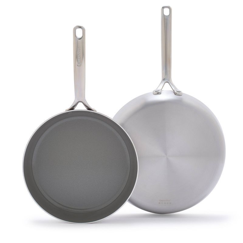 GreenPan GP5 Stainless Steel Ceramic Nonstick 2-Piece Frypan Set, 10" and 12"