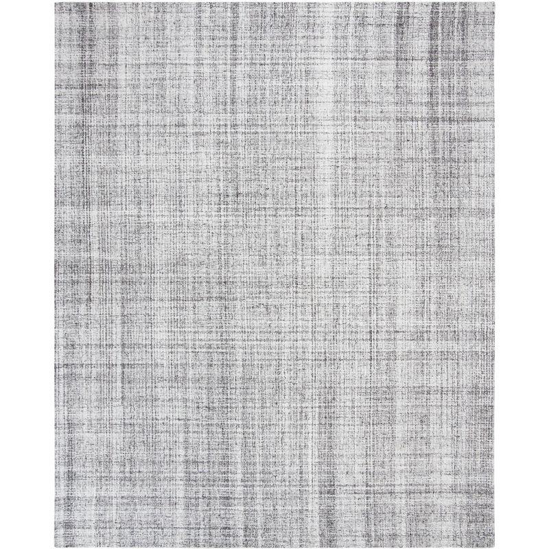 Handmade Grey and Black Abstract Wool 6' x 9' Rug