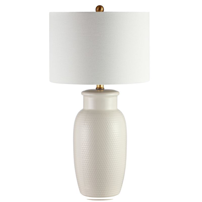 Ivory Ceramic Table Lamp with White Drum Shade