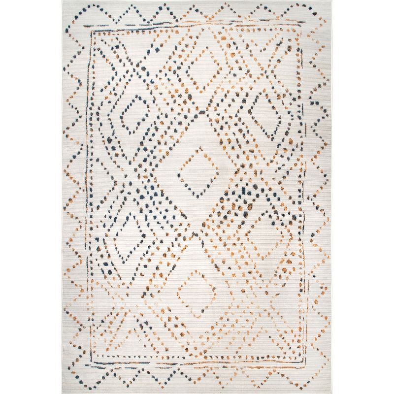 52''x24'' Gray Moroccan Geometric Easy-Care Area Rug