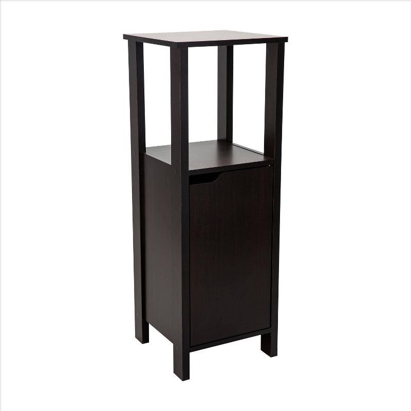 Espresso Wood Adjustable 3-Tier Storage Cabinet with Doors