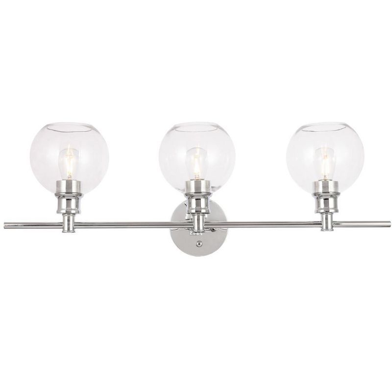 Elegant 3-Light Chrome Wall Sconce with Clear Glass Shades